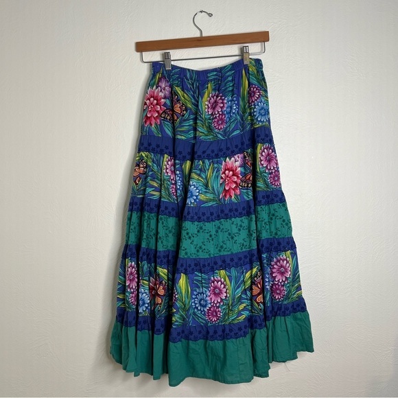 Maria Isabel Womens Boho Maxi Skirt Floral Tropical Elastic Waist Size CH(S) - Picture 2 of 12